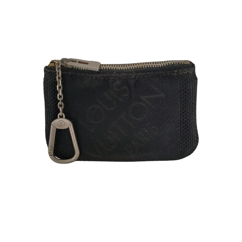 Louis Vuitton Damier Geant Cles Key Pouch Black Canvas Coin Purse M93549